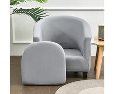 Highdi 2 Pezzi Copripoltrona 1 Posto Chesterfield Elasticizzato, Poltrona Club da Cocktail Antiscivolo Rimovibile Tub Chair Copripoltrona per Bar Camera da Letto Soggiorno (Grigio Chiaro)