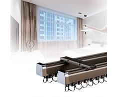 Binario Per Tende A Onde Supporto Da Parete/soffitto Con Accessori Doppio Binario Binario In Alluminio Robusto Scorrevoli Binario Per Tenda Per Bagno Lufficio Divisorio Asta Per Tende 1.2/1.8/3/4.5/5