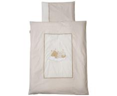 Easybaby 416-83 - Set di biancheria da lettino, 55 x 80 cm, soggetto: orsetto addormentato, colore: bianco naturale