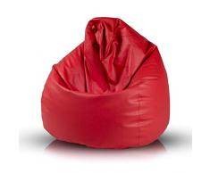 Bepouf Poltrona Sacco Puf Pouf Dimensioni 110x70 Ecopelle Pieno (Rosso, Media)