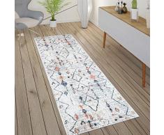 Paco Home Tappeto Soggiorno Boho Etnico Marocchino Moderno Pelo Corto con Struttura Beige, Dimensione:80x150 cm, Colore:Crème