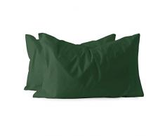 Maestri Cotonieri Coppia federe per guanciale Puro Cotone F510 Verde Scuro