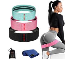 iLoveMe Elastici Fitness [Set di 3 Pezzi] Bande Elastiche Fitness in Cotone Yoga, Pilates, Squats| Fascia Elastica Diversi Livelli di Resistenza| Banda Antiscivolo con Borsa, Asciugamano, Ebook IT