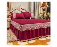 ALICED Gonna Letto Balze - per Uso Domestico 3 Pezzi Principessa Pizzo Gonna Copriletto Matrimonio Pizzo Antiscivolo Coreano Fashion Design Letto Federa Antipolvere/Antirughe/Antiscivolo