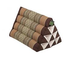 Cuscino Handelsturm triangolare, piccolo, in stile tailandese, 33x20 cm, imbottitura di Kapok, fermo, stablile ma leggero, marrone-beige