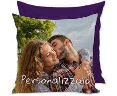 Cuscino Personalizzato con la Tua Foto e Scritte, Idea Regalo per Natale, Compleanno, San Valentino Morbida Imbottitura Compresa - Viola