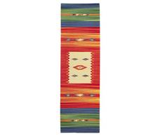 Jute & Co. Kilim Tappeto, Passatoia in Cotone di Alta qualità Tessuto a Mano, Multicolore, 60 x 200 cm