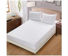 YOUCAI Lenzuolo con Angoli Proteggi Materasso Copri Materassi Vari Colori E Taglie Letto Singolo,Matrimoniale Coprimaterasso Antipolvere Bianco Federa x2