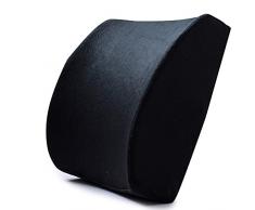 Ecloud Shop Cuscino lombare in memory foam, cuscinetto di supporto con cinghia regolabile, comodo schienale delicato sulla pelle, adatto per sedie da ufficio e seggiolini auto, nero