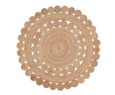 DN HANDICRAFT Tappeto indiano in fibra naturale fatto a mano marrone doppio esterno Tikki 150 x 150 cm 5x5 (piedi quadrati rotondi)