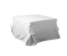 Ponti Divani Fodera Rivestimento Trapuntato con Balza e Laccetti per Pouf Letto singolo75,5x75,5 h 43cm Ecopelle Bianca