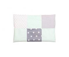 ULLENBOOM Federa per guanciale per Neonato 40x60, Verde Menta, Grigio (con Cerniera, Adatta Anche per Un Cuscino Decorativo, Patchwork)