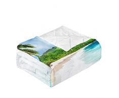 Surwin Trapuntino Copriletto Trapuntato Primaverile Estivo,Stile Moderno,Trapuntino in Morbida Microfibra Onde da Spiaggia 3D Leggero Coperta Letto Singolo/Matrimoniale (Spruzzo Bianco,230x260cm)