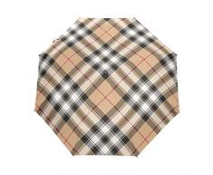 Plaid Scozzese Vintage Diagonale Ombrello Automatico Pieghevole Portatile Ombrelli Antivento da Viaggio Per Uomini Donn