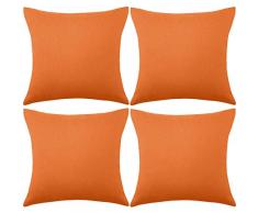 4 Pacchi Fodere Cuscini Decor Esterno Impermeabili per Balconi, Federa Quadrata Giardino, Fodere Cuscino di Rivestimento PU per Divano, Letto, Patio, Divano, 18 x 18 Pollici (Arancione)