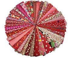40 pz Tessuti Stampato Cotone Tessuti e Stoffe a Metro Cotone Tessuti Stoffe per Patchwork Scampoli Stoffa Fatansia per Cucito Creativo (20cmx30cm) Rosso