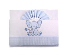 Pekitas - Parure di lenzuola di flanella, per neonati, 3 pezzi, per lettino da 60 x 120 cm, 100% cotone, prodotte in Portogallo Cuna bli-bianco,culla 60 x 120