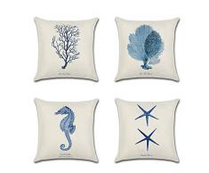 Copricuscini,4 Pezzi Federa per Divano,Federa Quadrata,Fodera per Cuscino,Cotone Biancheria Cuscino Decorativo Caso,Fodera per Cuscino per Decorazioni,Con Cerniera,per Soggiorno,Divano(45x45CM,Blu)