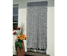 Leguana - Tenda multifilo da Porta, in ciniglia, 90 x 200 cm, Colore Bianco Argentato