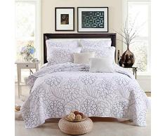 Trapuntina Copriletto Bianca Trapuntato Trapuntino Matrimoniale Trapunta Estiva Singolo Copriletto Trapuntato Patchwork 3 Pezzi,250x270CM