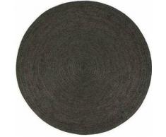 Dn Handicraft Tappeto indiano in fibra naturale fatto a mano, in iuta nera, 150 x 150 cm, 5 x 5 (metri quadrati rotondi)