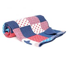 1001 Wohntraum D14 Quilt Stars 'n Stripes - Trapunta patchwork con motivo a stelle e strisce, stile shabby, 180 x 220 cm