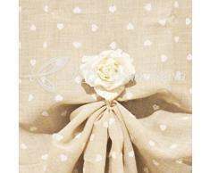 R.P. Coppia Tendine Tende Cuoricini Bianchi Shabby Country Chic - Made in Italy - Cm 60x150