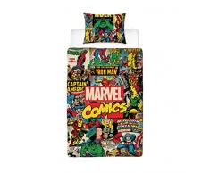 Disney Set copripiumino singolo ufficiale Marvel Avengers | biancheria da letto reversibile su 2 lati, con federa coordinata, design a fumetti