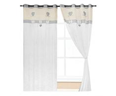 emmevi Tende Coppia Finestra Porta Interno Tessuto Casa Shabby Chic MOD.Tenda Cuoricini 140X290 Grigio