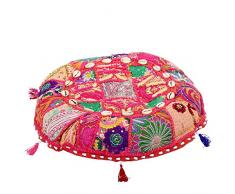 albena shop 72-103 Jevana cuscino del pavimento orientale ø 40 cm cm cuscino del sedile indiano (patchwork / rosa)