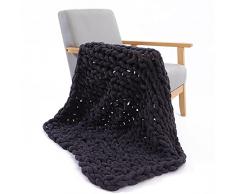 XZSBDXHH Hand Coperta Lavorata a Maglia Grossa Lana Coperta Calda e Accogliente Fatta a Mano allUncinetto Maglieria per Divano Letto Sedia Tappeto per Animali Domestici (J 150x150cm)