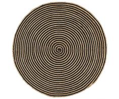 vidaXL Tappeto Lavorato a Mano in Juta Naturale Intrecciata Rotondo a Spirale Cucina Salotto Passatoia Stuoia Design a Spirale Nero 90 cm