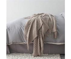 SHIYANTQ Coperta Plaids Copridivano Copridivano Trapunta a Maglia Coperta Europa Solid Hubble-Bubble Knit Coperte per Letti Viaggi TV Nap Car, Cachi, 127x170cm