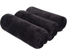 BW&HM Asciugamano Palestra Telo Palestra Fitness Asciugamani Palestra Sport 40x80cm 3 Pezzi (Nero)