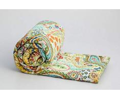 Yuvancrafts Indiano Mano Kantha Quilt Puro Cotone Tradizionale Stampa Paisley Queen Trapunta Coperta copriletto copriletto