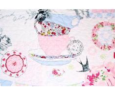 1001 Wohntraum 14J01 Quilt Thea 200 x 230 cm Swallows Cartoline vintage plaid copriletto Patchwork soffitto Shabby