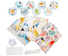 8pz Tessuti Stampati Cotone Piazza, Stoffa Patchwork Materiali Tessuti a Metro per Hobby Creativi Cucire Trapuntatura Artigianato DIY Bambini Quilting Fatti a Mano per Bambole, 25x25cm(Dinosauro)
