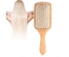 Spazzola per capelli, pettini in legno naturale Paddle Cura del cuoio capelluto Cuscino sano Airbag Massaggio Strumenti per lo styling(White)