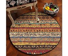 YXISHOME Tappeti Soggiorno Camera da Letto Tappeto Super Morbidi Rotondo Astratto Geometrico Stile Etnico Tribale Tappeto, tavolino Arancione Marrone Rosso Decorazioni per la casa 80CM - Rotondo