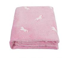 SOCHOW Coperta di Pile Unicorno, Fluorescente Si Illumina al Buio Super Morbida Coperta, coperta per tutte le stagioni per bambini 127 x 150 cm, Rosa