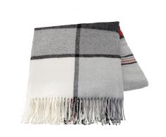 Baroni Home Plaid in Misto Cotone Quadri Rossi e Bianchi, Plaid Divano, Coperta Made in Italy 130x170 cm