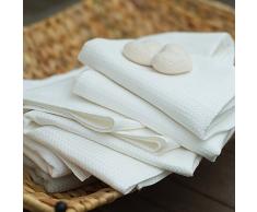 LinenMe 65 x 130 cm Asciugamano da Bagno in Lino Checked, Bianco