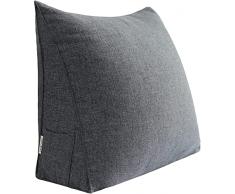 VERCART Cuscino da Lettura Cuneo Triangolare, Schienale Letto e Supporto Lombare Cervicale, Imbottiti Antireflusso Adulti, Cuscino per Gambe Ginocchia Dormire, Lino, Grigio, 45cm