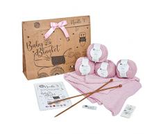 Needle It® Kit di lavoro a maglia per principianti completo di ferri da maglia - Coperta fai da te per bambini - Idea regalo (Rosa)