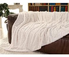 Wohnen & Accessoires - Coperta in pelliccia sintetica, 220 x 240 cm, colore: Crema