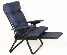 Metal Far 1910EC Sdraio a Carrello Cuscino in Ecopelle Flock, Blu, 173x60x63 cm