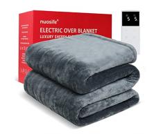 nuosife Coperta termica con spegnimento automatico, 10 livelli di temperatura e 12 ore di spegnimento automatico, lavabile, coperta per letto con protezione da surriscaldamento, 160 x 130 cm