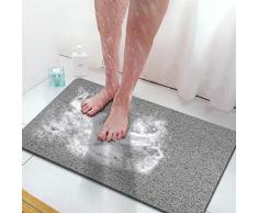 OTHWAY Tappetino in luffa per Bagno, Tappetino Doccia Antiscivolo per Bagno Strutturato, tappetini per Massaggi Morbidi con Scarico per Area umida del Bagno Asciugatura Rapida 40 * 80 cm Grigio