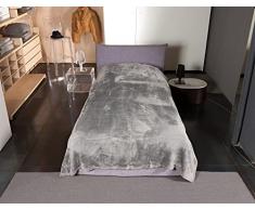 KANGURU FLUFFI COPERTA IN MICROFIBRA PER LETTO SINGOLO EFFETTO PELLICCIA GRIGIO 130X230 CM