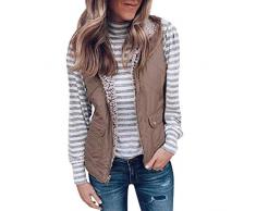 Lulupi Donna Gilet di Pelliccia Invernale Cappotto Senza Maniche Giacchetto Giubbotto Modello Plaid Corta Giacca Parka Trench